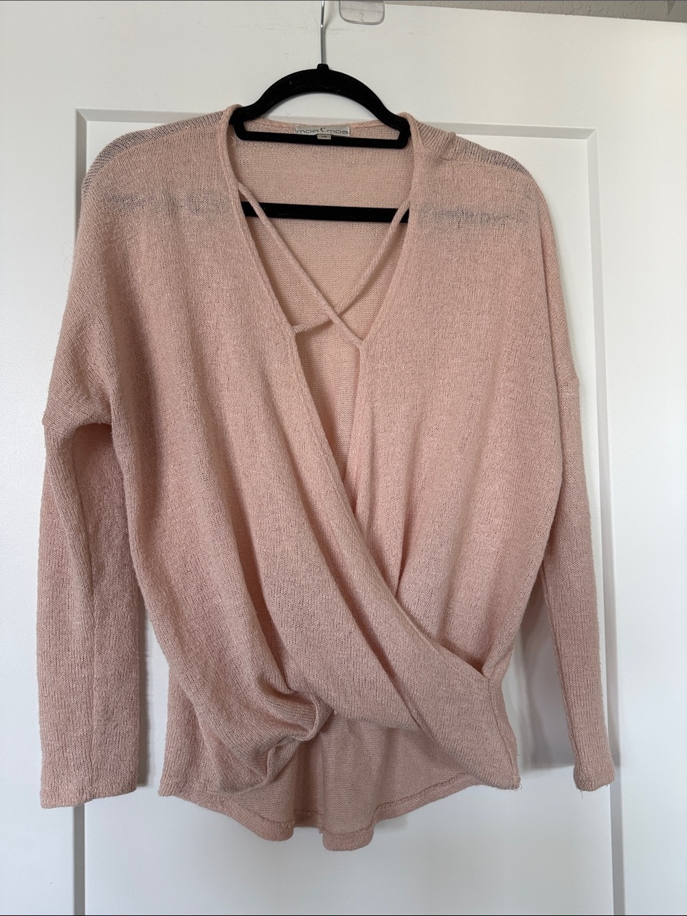 Moa Moa Blush Pink Wrap-Front V-Neck Sweater